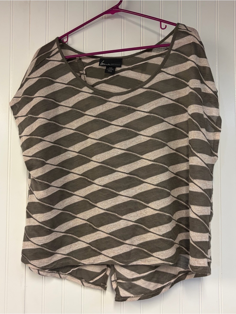 Lane Bryant Green & Cream Striped Women’s Knit Top 18/20